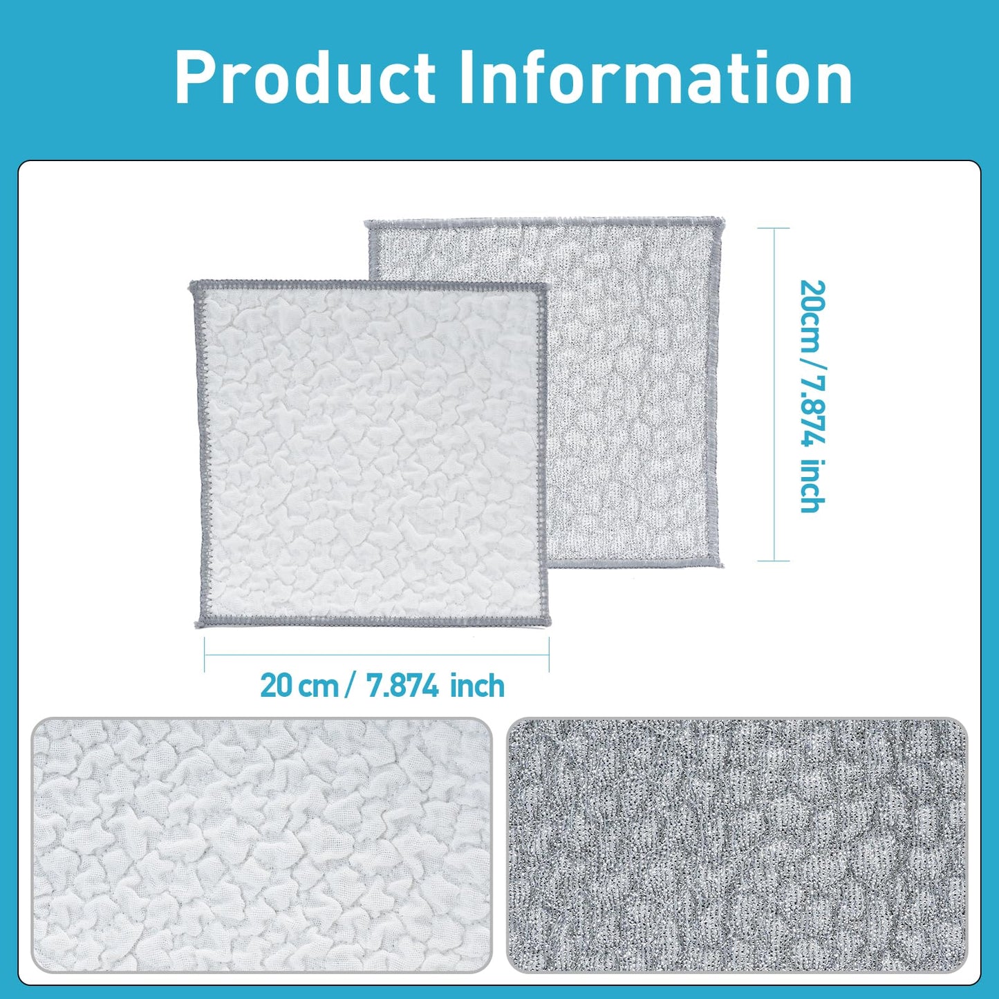 XHWXYQ New Upgrade Non Scratch Wire Dishcloth, Multipurpose Wire Dishwashing Rags for Kitchen, Wet and Dry, Sinks, Cookware, Stove, Easy Rinsing