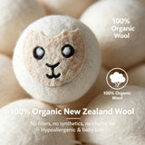 YWXWY Cute Pattern Wool Dryer Balls 6-Pack XL - 100% Organic New Zealand Wool, Natural Fabric Softener & Static Reducer, Reusable Laundry Balls