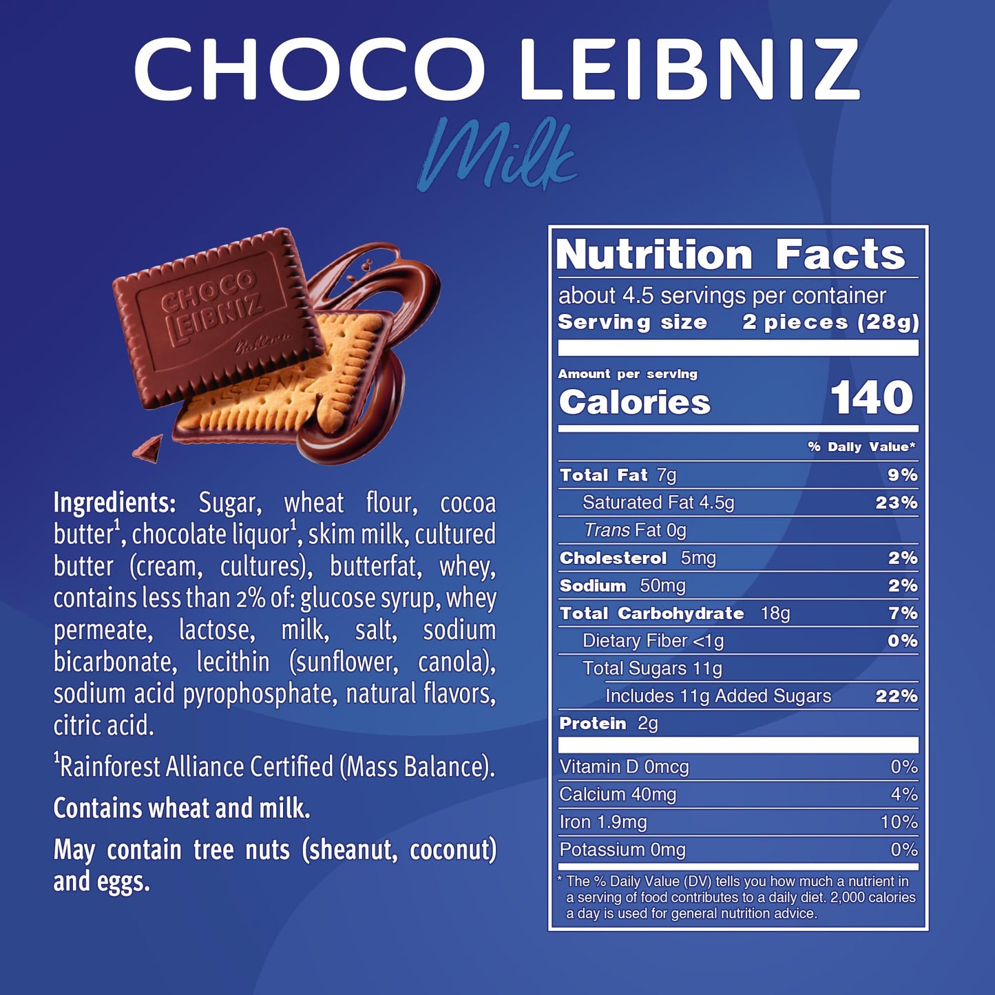 Bahlsen Choco Leibniz Milk Cookies (3 boxes) - Leibniz Butter Biscuits topped with a thick layer of German Chocolate - 4.4 oz boxes