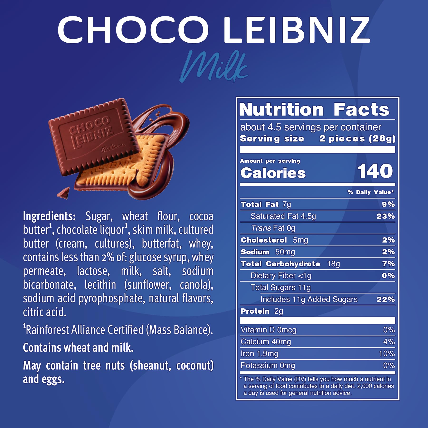 Bahlsen Choco Leibniz Milk Cookies (3 boxes) - Leibniz Butter Biscuits topped with a thick layer of German Chocolate - 4.4 oz boxes