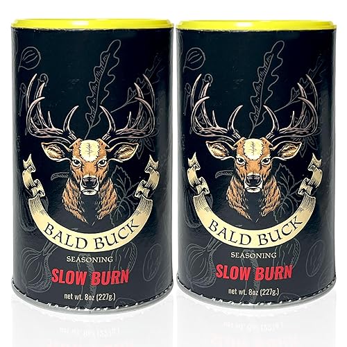 Bald Buck Seasoning Slow Burn (2 Pcs, 8 Oz) |Rib Rub BBQ Chicken Seasoning | BBQ Seasoning and Rub | Rotisserie Chicken Seasoning & BBQ Rubs for
