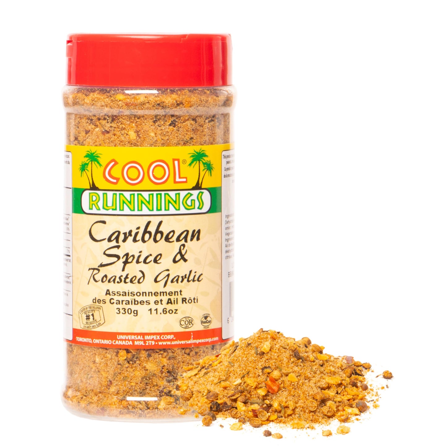 Cool Runnings Caribbean Spice & Roasted Garlic 330g - Used for Grilling, Roasting, and Marinating Meats, Seafood, and Vegetables, Perfect