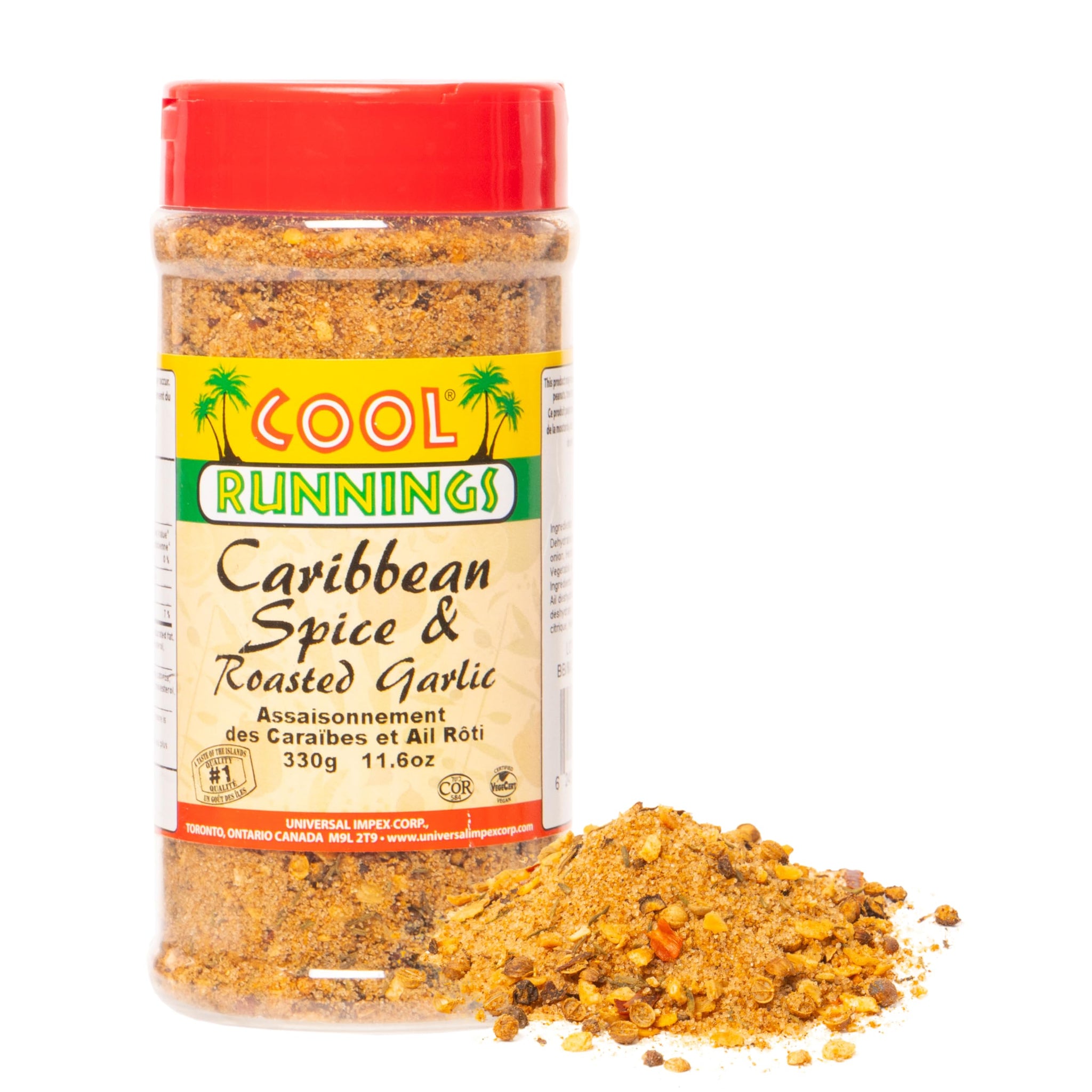Cool Runnings Caribbean Spice & Roasted Garlic 330g - Used for Grilling, Roasting, and Marinating Meats, Seafood, and Vegetables, Perfect