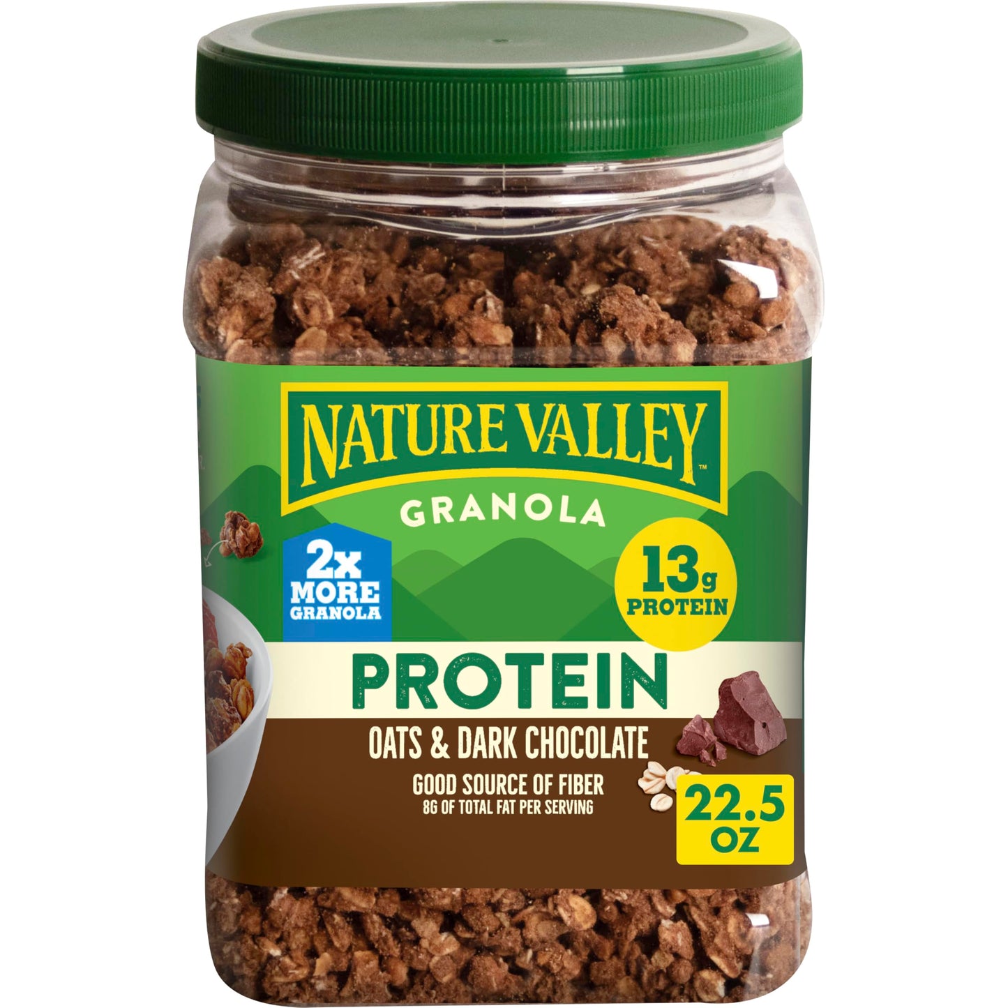 Nature Valley Protein Granola, Oats and Dark Chocolate, Resealable Tub, 22.5 oz
