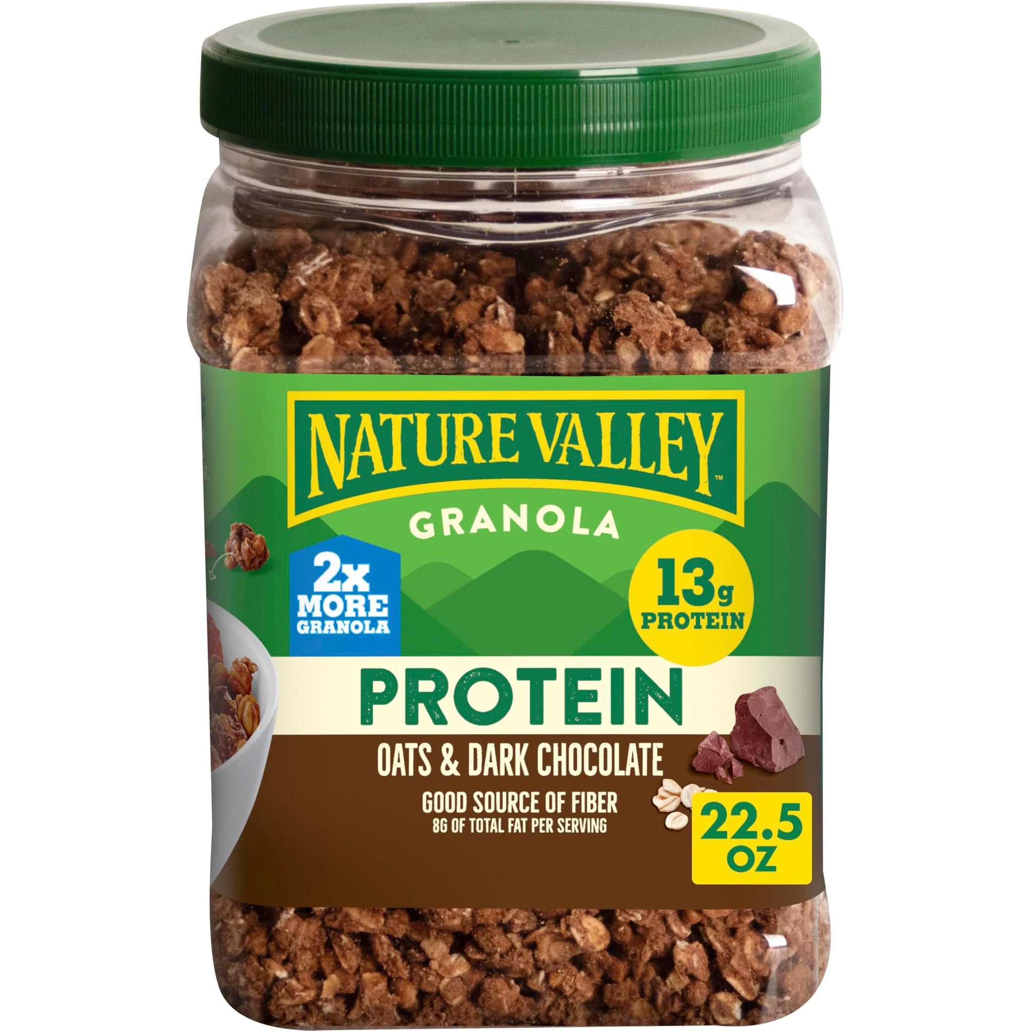 Nature Valley Protein Granola, Oats and Dark Chocolate, Resealable Tub, 22.5 oz