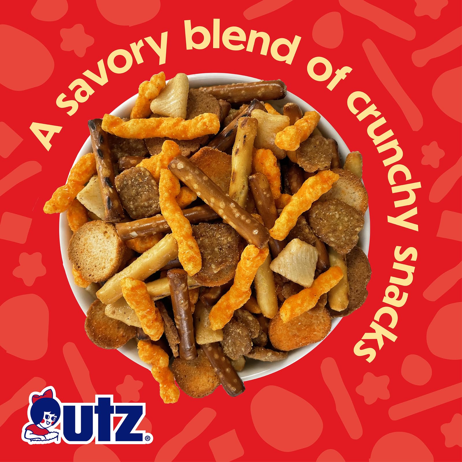 Utz Pub Mix, 42 Oz. Barrel, Savory Snack Mix with a Blend of Crunchy Flavors for a Tasty Party Snack, Resealable Container, Trans-Fat Free and Kosher