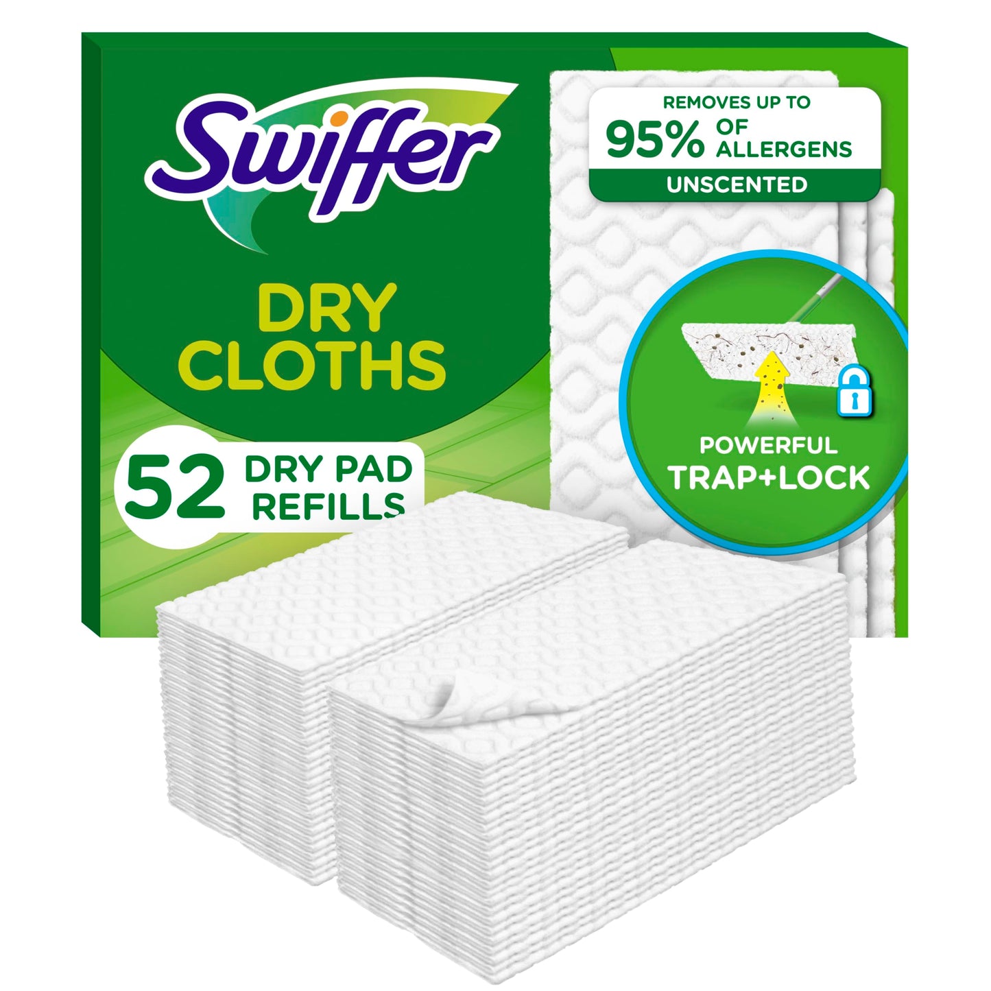 Swiffer Sweep + Mop, Dry Pads Refill, Floor Cleaner for Dirt, Dust, Hair, Cleaning Cloths for Mopping Home, Bathroom, Kitchen, Dust Mop, Floor Duster
