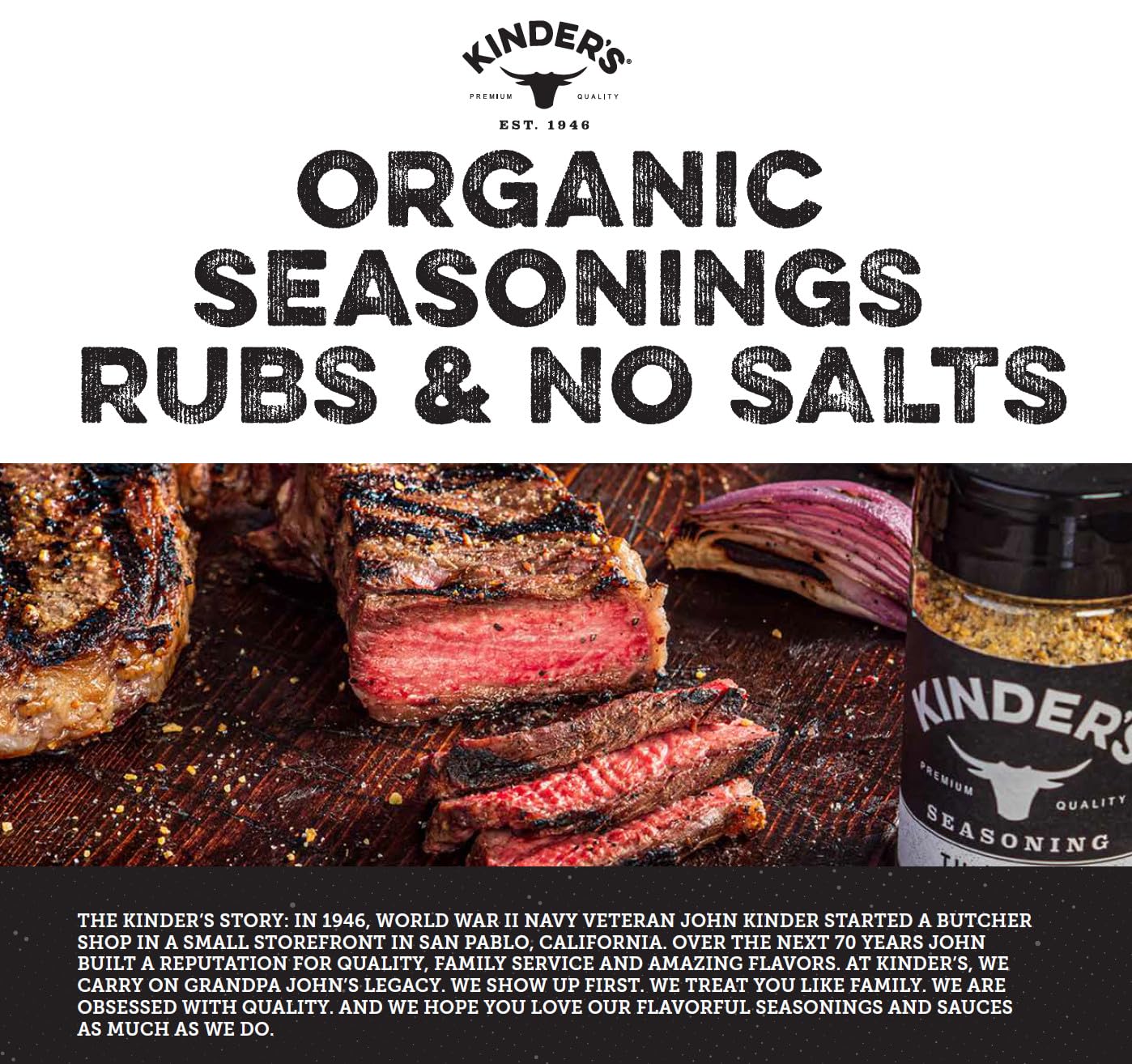 Kinder's Organic Santa Maria Rub (Cracked Pepper and Herbs), Premium Quality Seasoning, MSG Free and USDA Certified Organic, 2.6oz