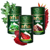 Afia Mediterranean Pantry Spices Gift Set | Aleppo Pepper, Dried Mint & Sumac | Seasoning Set for Steak, Chicken, Vegetables & BBQ Rub (Pack of 3)