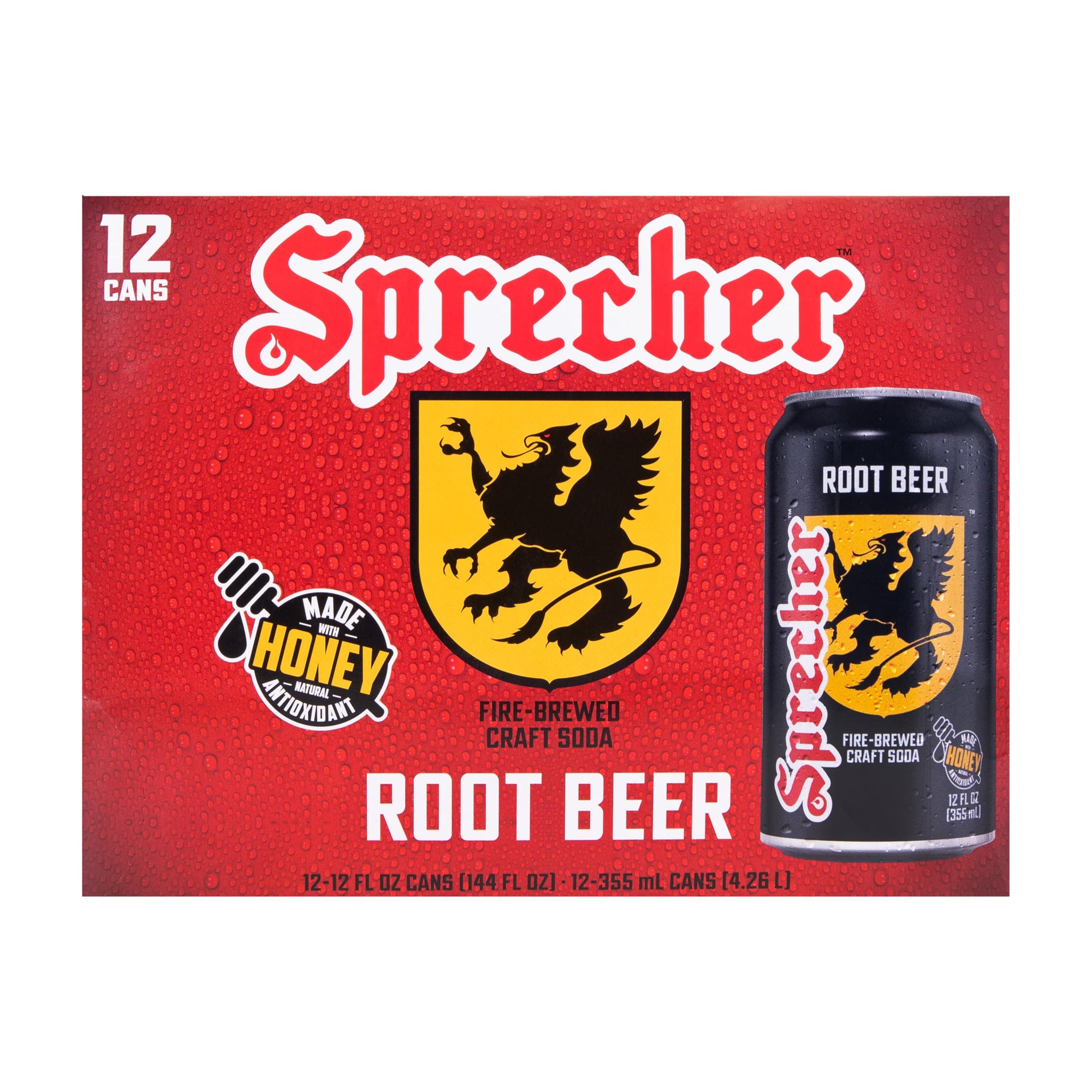 Sprecher Fire-Brewed Root Beer in 12 Fl Oz Cans (12 Pack), Craft Soda Made with Real Honey, Rich & Creamy Flavor.