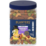 PLANTERS Unsalted Premium Nuts 34.5 oz Resealable Container- Contains Roasted California Pistachios, Cashews, Almonds, Hazelnuts & Pecans - No