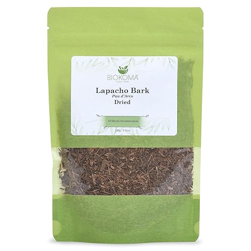 Biokoma Lapacho Bark Pau d'Arco Dried Herb 3.55 oz - Loose Pau d'Arco Herbal Tea Bark - Pure Natural Caffeine Free - No Additives - No Preservatives