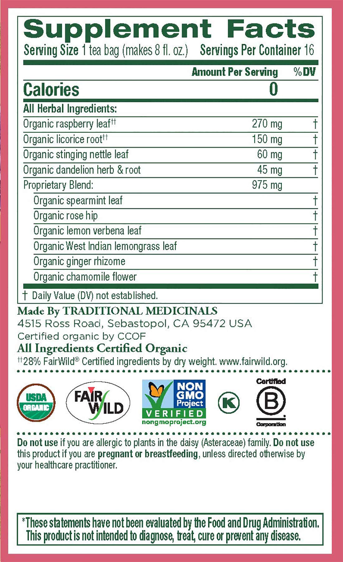 Traditional Medicinals Healthy Cycle, 16 Wrapped Tea Bags, 0.85 oz