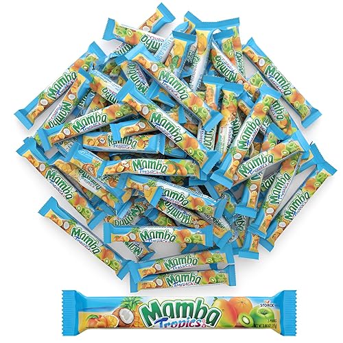 Mamba Tropics Assorted Fruit Chews - (Pack of 48) - Perfect Party Favor Treats for Birthdays & Events