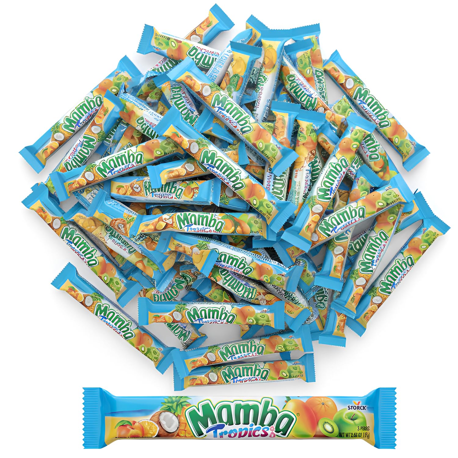Mamba Tropics Assorted Fruit Chews - (Pack of 48) - Perfect Party Favor Treats for Birthdays & Events