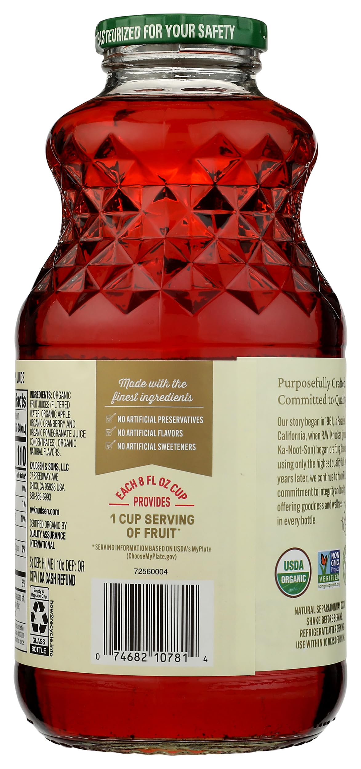 R.W. Knudsen Family Organic Cranberry Pomegranate Juice Blend, 32 Ounces