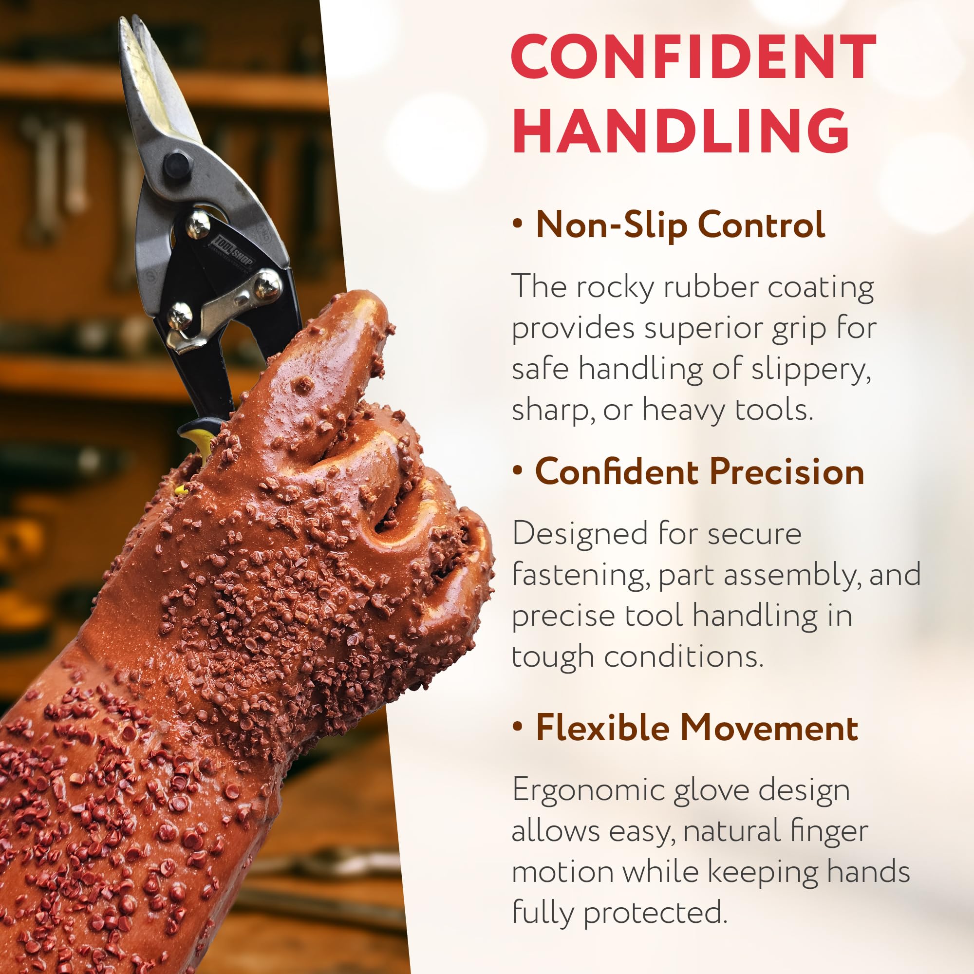 ABC PACK & SUPPLY Natural Rubber Coated PVC Gloves, Men's Size. Pack of 24 (12 Pairs) Dark Red Waterproof Work Gloves with a Rocky Finish. Heavy-Duty