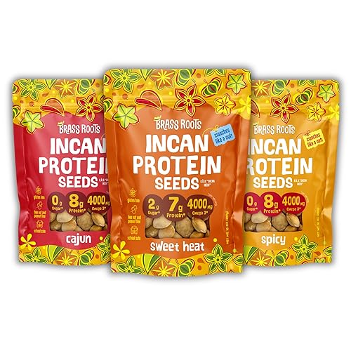 Brass Roots Organic Incan Protein Seeds - 10 oz - Spicy Bundle, High Protein, School Safe, Nut Free, High Omega 3, Supports Gut Health, Good Source