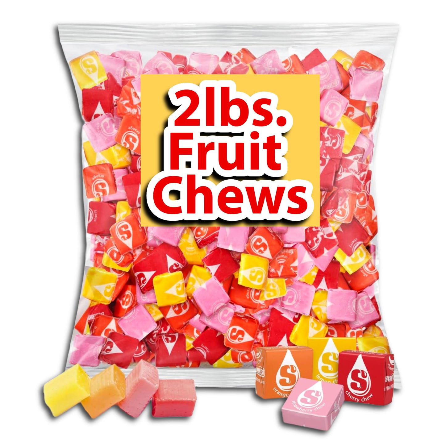 Fruit Chews Candy, 2lb (32oz) Bulk Bag, Individually Wrapped for Freshness and Easy Sharing, Perfect for Buffet Spreads, Birthdays, and Holiday