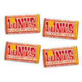 Tony’s Chocolonely Belgian Milk Chocolate Candy Bar With Caramel & Sea Salt, Chocolate Bars for Snacks, Party Favors, or Gifts, 32% Cacao, Made From