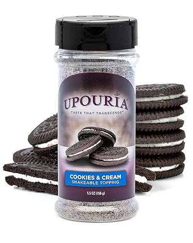 Upouria Cookies and Cream Topping for Coffee, Lattes, Hot Chocolate, Desserts, Gourmet Coookie Taste, Vegan, Gluten-Free, Indulgent Beverage & Dessert
