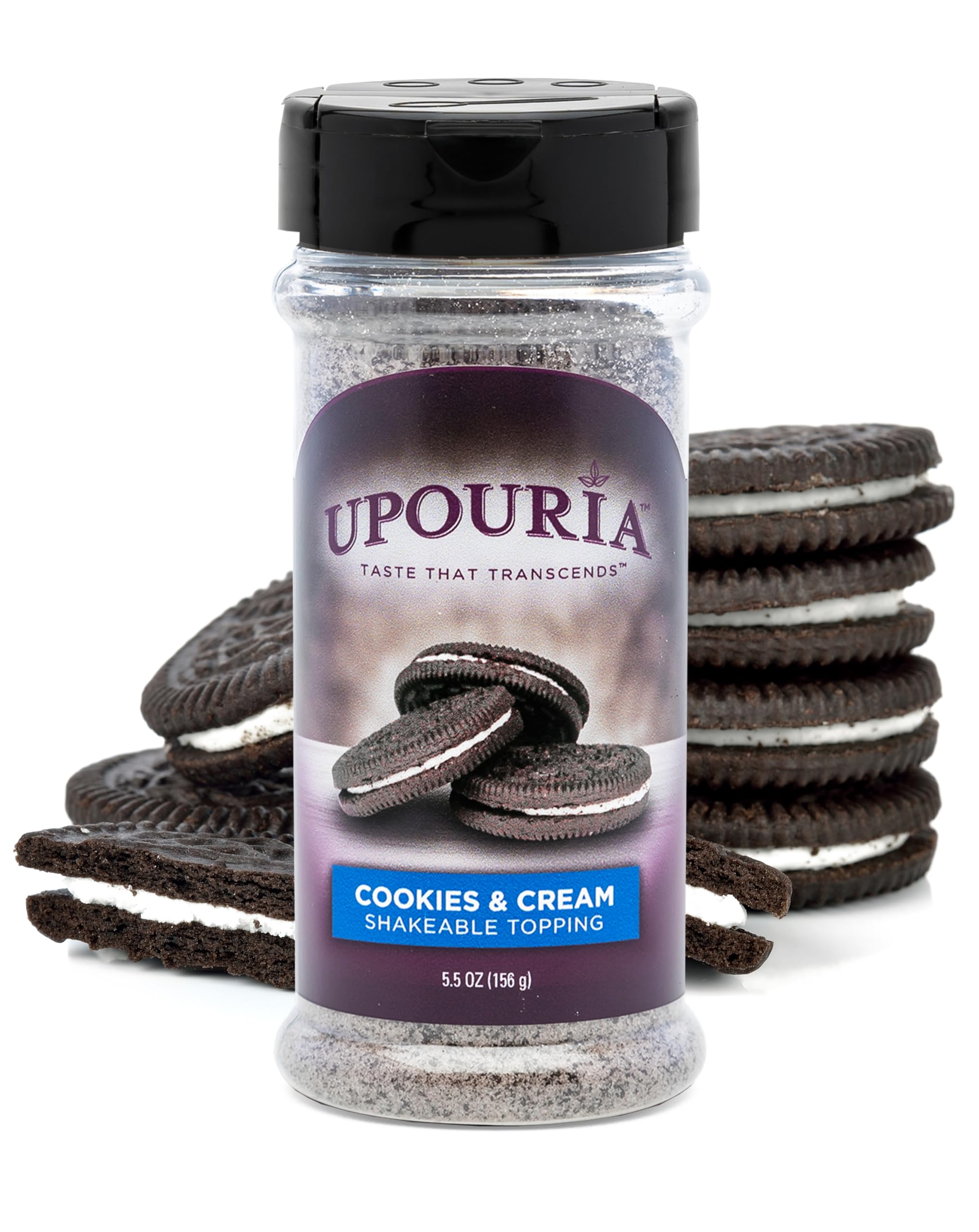 Upouria Cookies and Cream Topping for Coffee, Lattes, Hot Chocolate, Desserts, Gourmet Coookie Taste, Vegan, Gluten-Free, Indulgent Beverage & Dessert