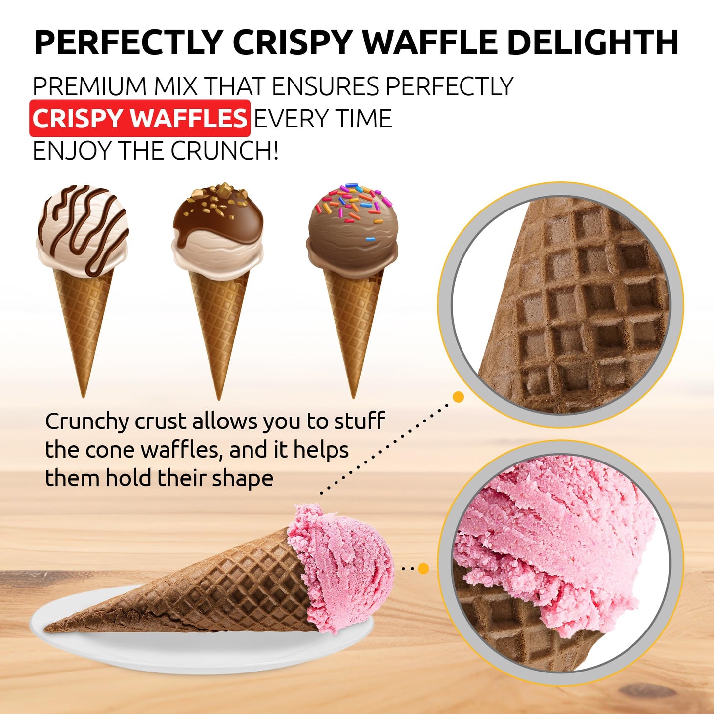 OLDSOUL Professional Cone Waffle Mix | GLUTEN FREE & VEGAN | 10 Lbs | Chocolate Flavor | Batter Mix | 224 Cone Waffles (10 Lbs, Gluten Free & Vegan)