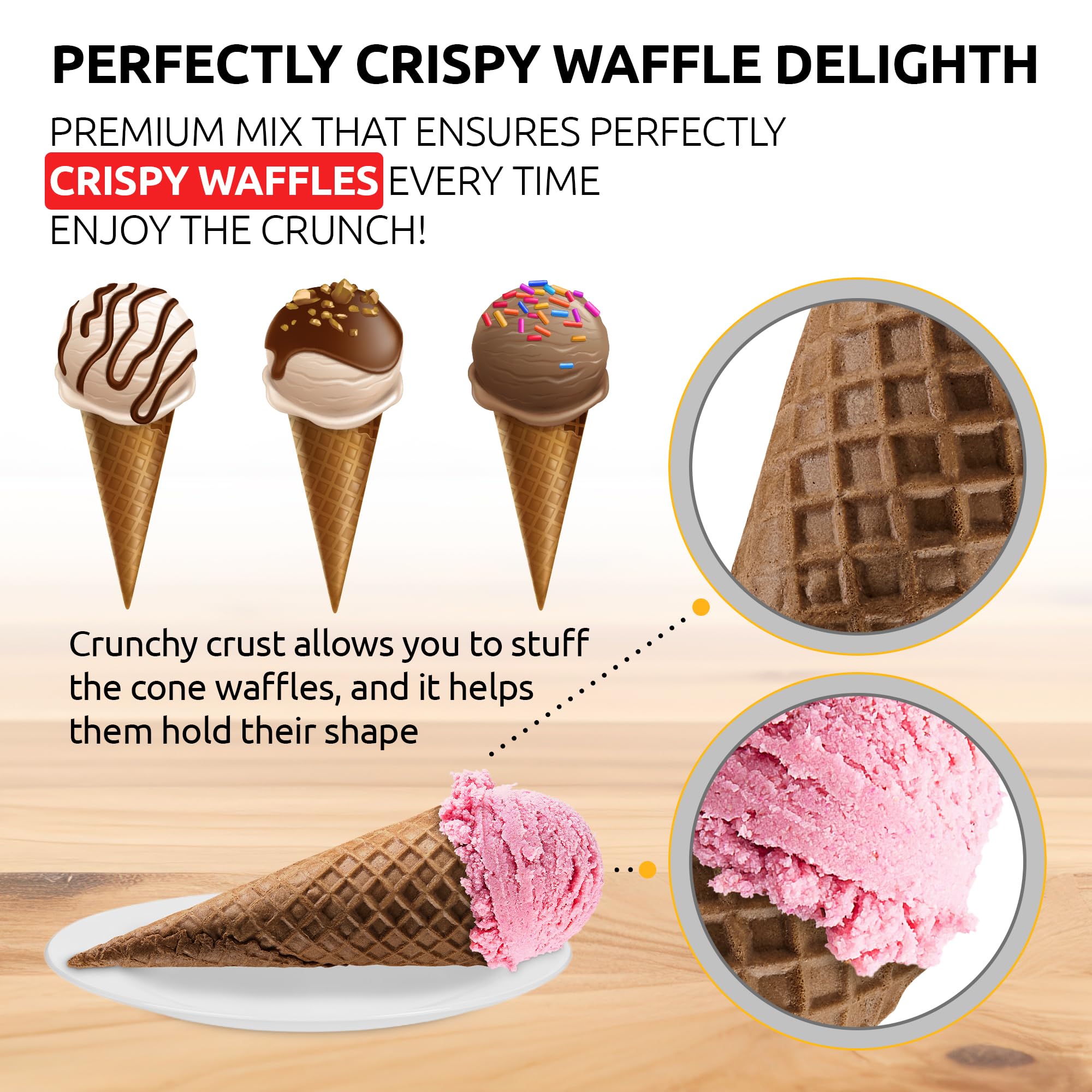OLDSOUL Professional Cone Waffle Mix | GLUTEN FREE & VEGAN | 10 Lbs | Chocolate Flavor | Batter Mix | 224 Cone Waffles (10 Lbs, Gluten Free & Vegan)