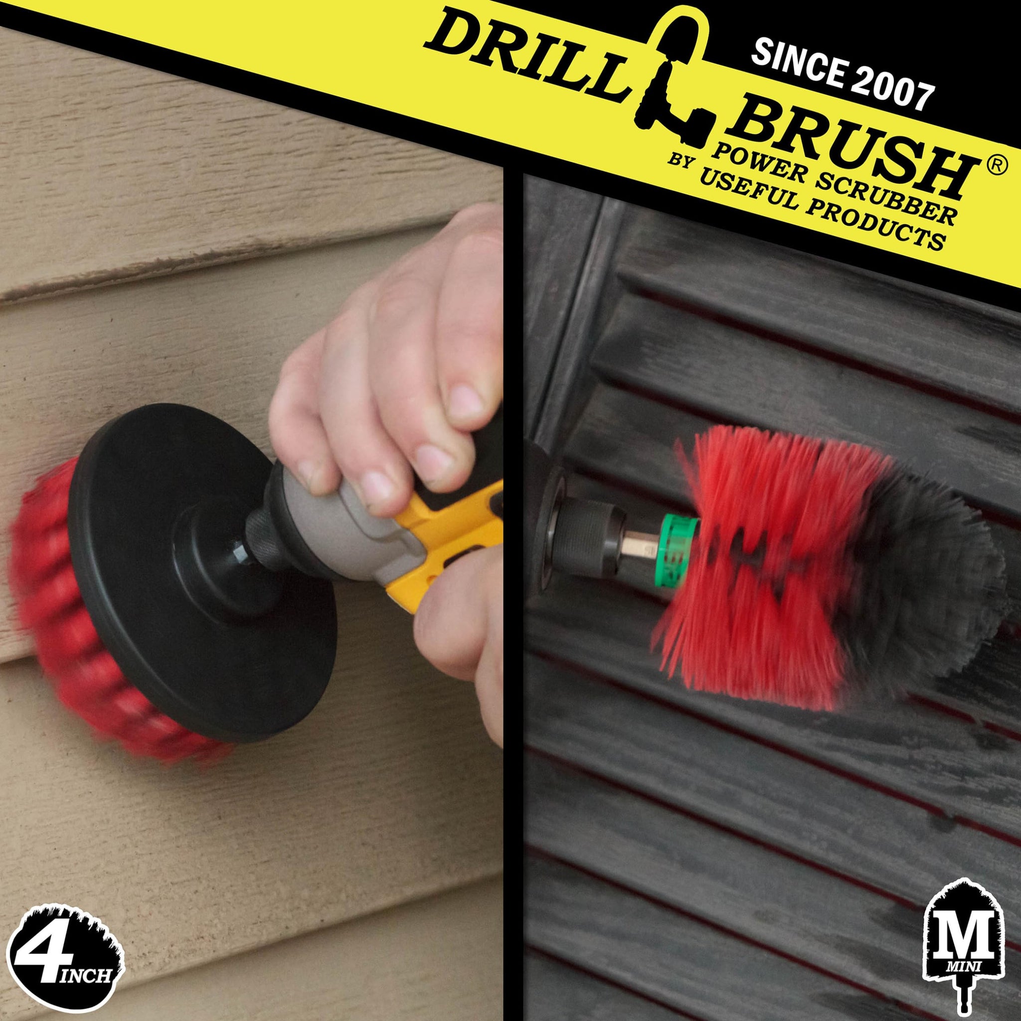 Outdoor Cleaning Supplies - Stiff Bristle Outdoor Power Scrubber - Concrete and Brick Stain Remover - Concrete Pools Cleaning Kits- Heavy Duty Deck