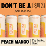 BUM Sugar-Free Energy Drink, Peach Mango - Lightly Carbonated & No Artificial Colors, Natural Caffeine & Citicoline for Energy & Focus, Brain Boost