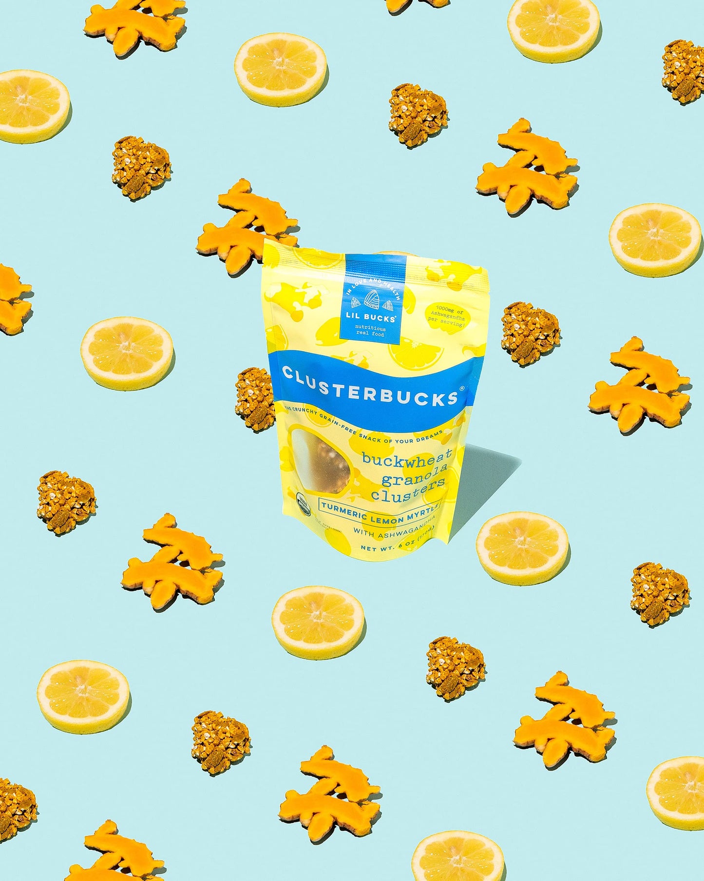 Lil Bucks Clusterbucks Grain-Free Superfood Clusters made with Sprouted Buckwheat and Adaptogens, Gluten Free Snack (Golden Chai w/Lemon, 3 Pack)