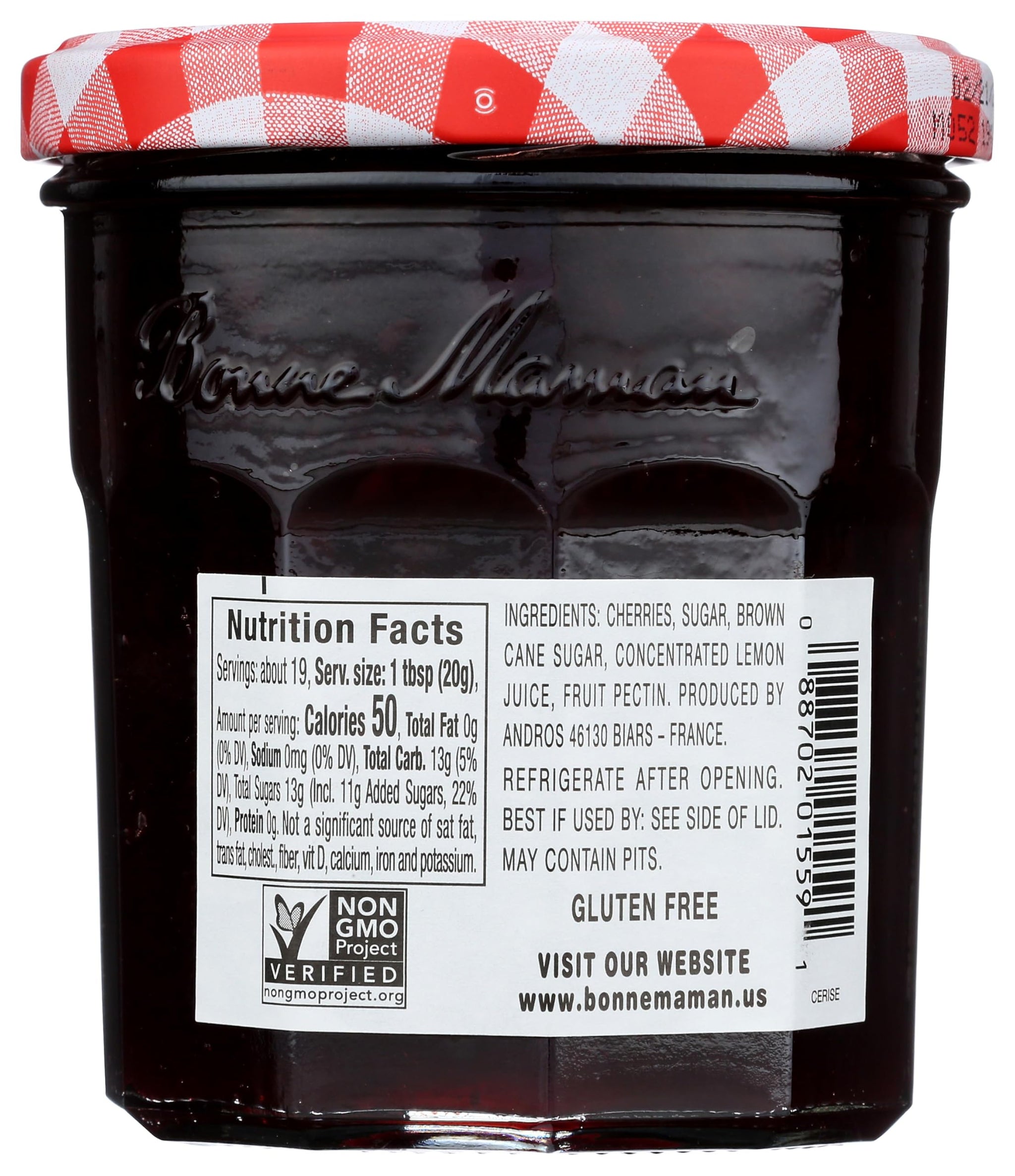 Bonne Maman Cherry Preserves, 13 oz Glass Jars (Pack of 6) - Non-GMO, Made with Simple Ingredients