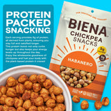 BIENA Chickpea Snacks - Crunchy Roasted Chickpeas - High Fiber Vegan Protein Snacks for Adults and Kids - 8-Pack, 5 Ounce - Habanero