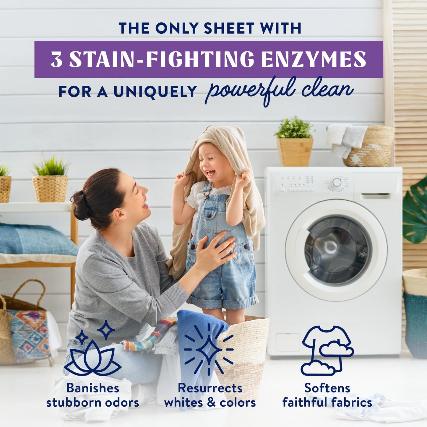 Cleancult Laundry Detergent Sheets - Resealable Box - 3 Stain Fighting Enzymes - Wild Lavender - 60 Loads - Free of Harsh Chemicals - No Mess - No