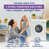 Cleancult Laundry Detergent Sheets - Resealable Box - 3 Stain Fighting Enzymes - Wild Lavender - 60 Loads - Free of Harsh Chemicals - No Mess - No