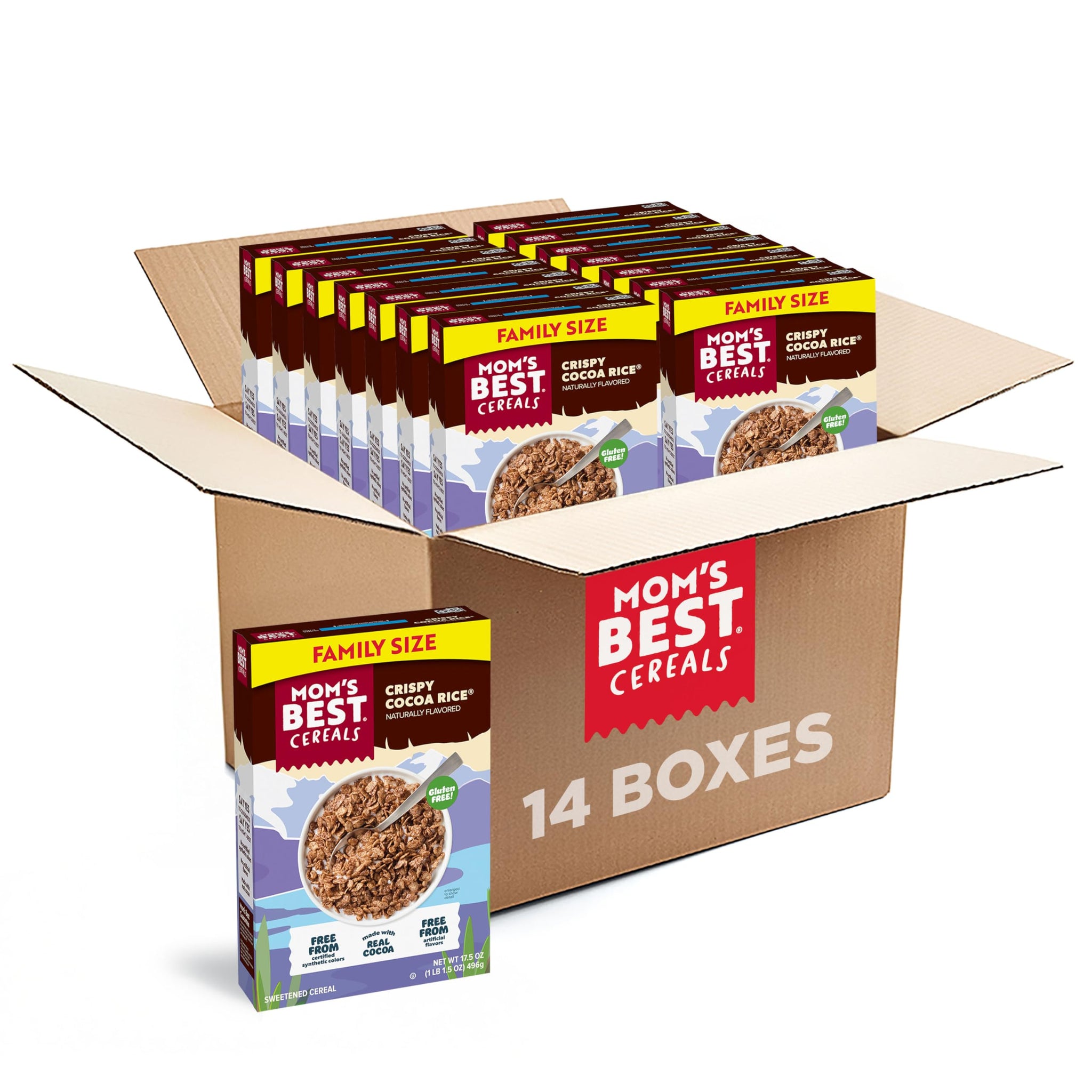 Mom's Best Crispy Cocoa Rice Cereal, Chocolatey Breakfast Cereal Made with Real Cocoa, Natural Flavor, No High-Fructose Corn Syrup, No Artificial
