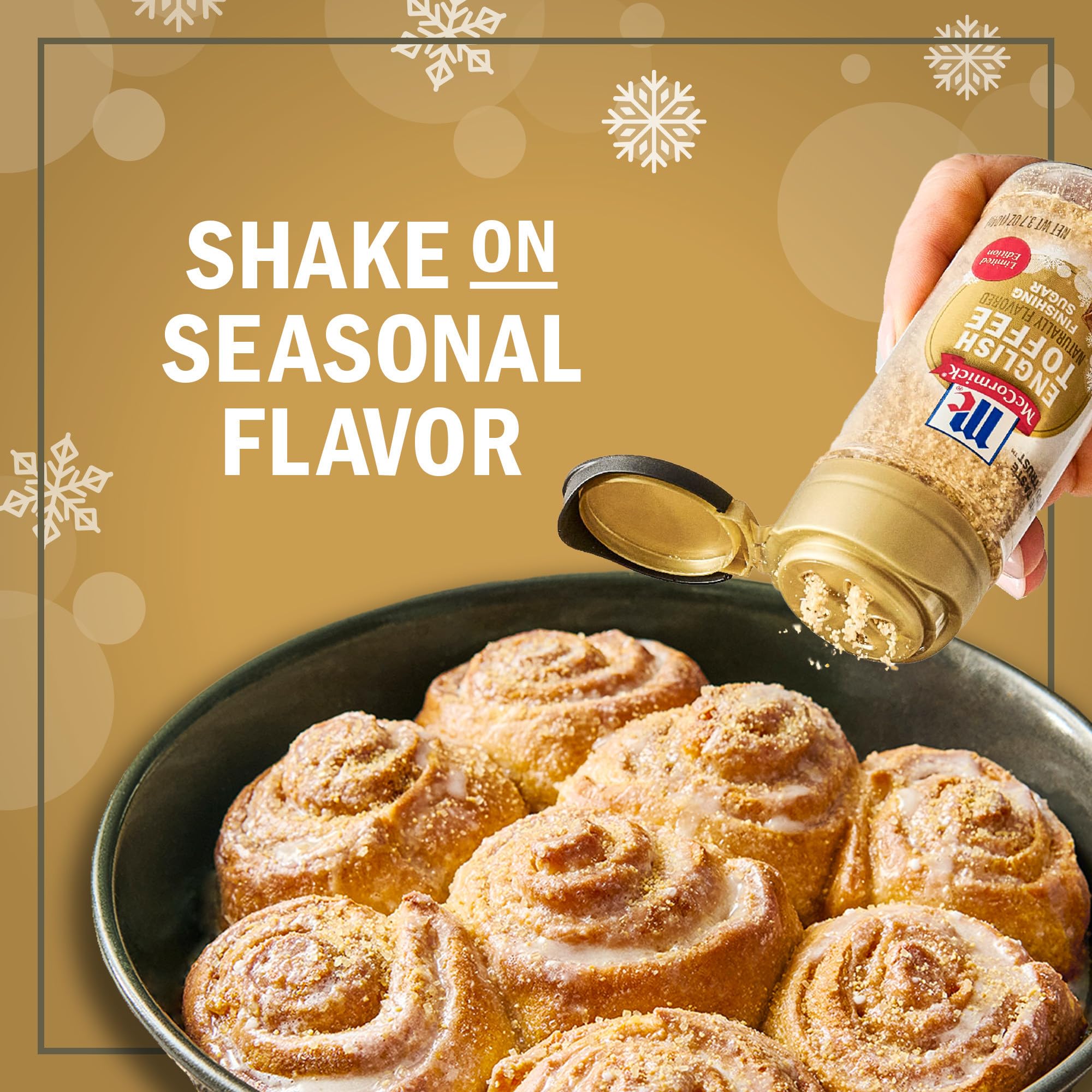 McCormick Finishing Sugar, English Toffee, Limited Edition, Rich & Buttery Sweetness for Hot Chocolate, Cookies, Cake, Pie, Cocktails, and More, 3.7 oz