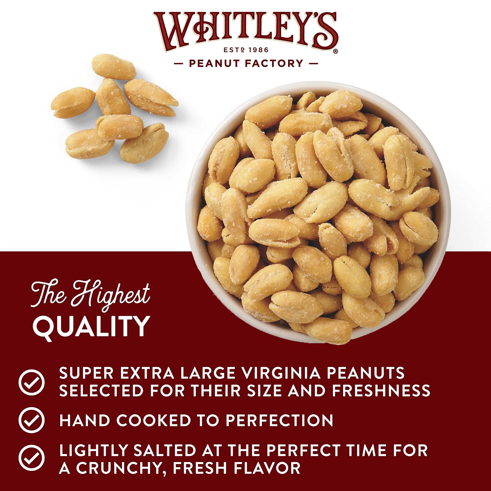 Whitley’s Salted Virginia Peanuts - Super Extra Large 'Home Cooked' Virginia Peanuts (40 Ounce Tin)