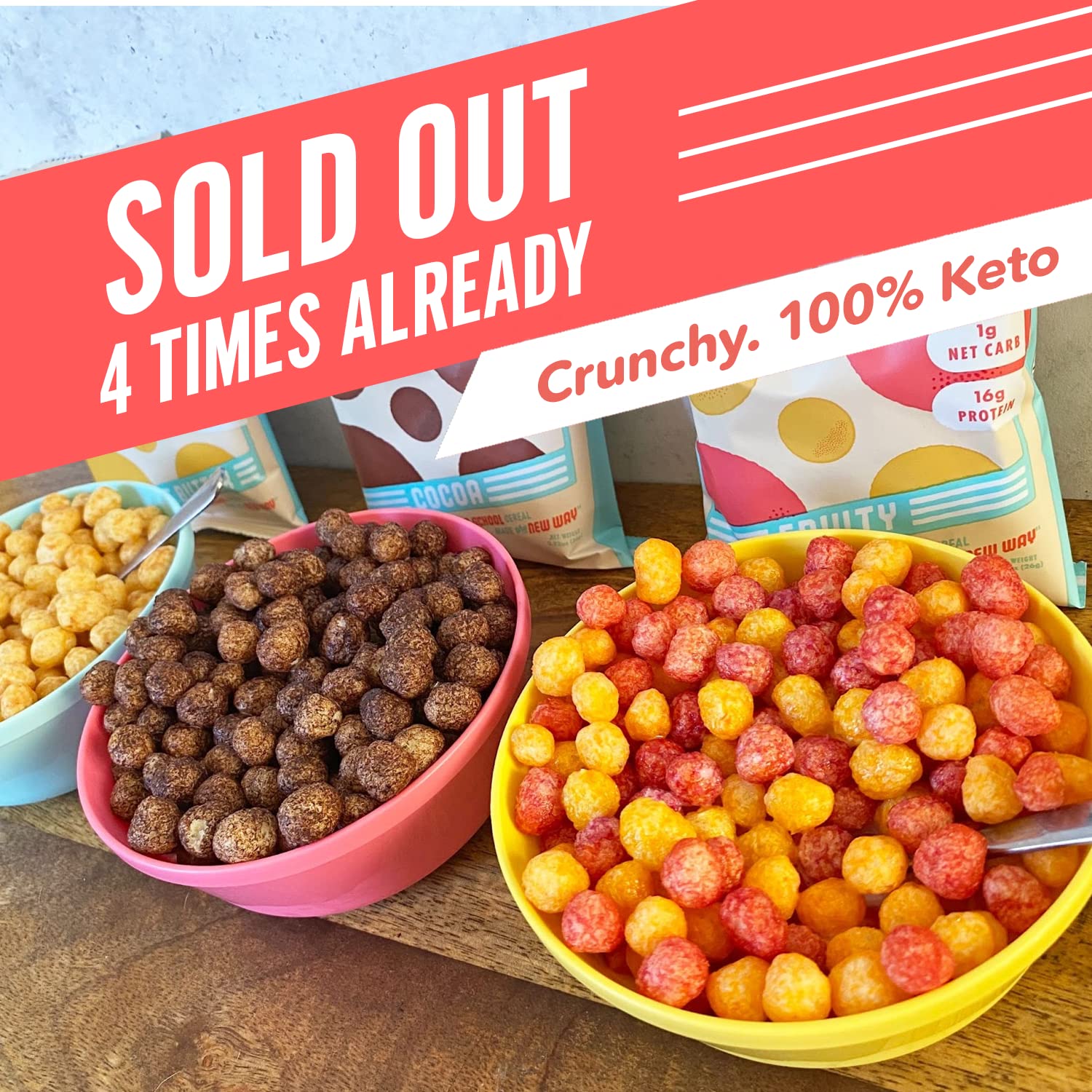 Schoolyard Snacks Keto Cereal - Fruity Flavor |12g Protein, Low Carb, Low Sugar, Low Calories | Gluten-Free, Grain-Free, Keto-Friendly | Healthy