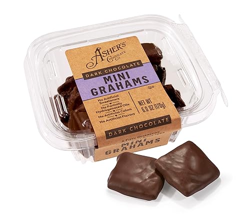 Asher's Chocolates Company, Chocolate Covered Graham Cracker Minis, Made From the Finest Kosher Chocolate, Small Batches, Family Owned Since 1892 (6