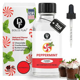 Dolce Flav Natural Peppermint Extract - 2 Ounce Oil-Soluble Kosher, Sugar-Free, Concentrated Pure Mint Flavor for Hard Candy, Chocolates & Baking