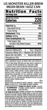 Monster Energy Killer Brew Mean Bean, 15 Fl Oz