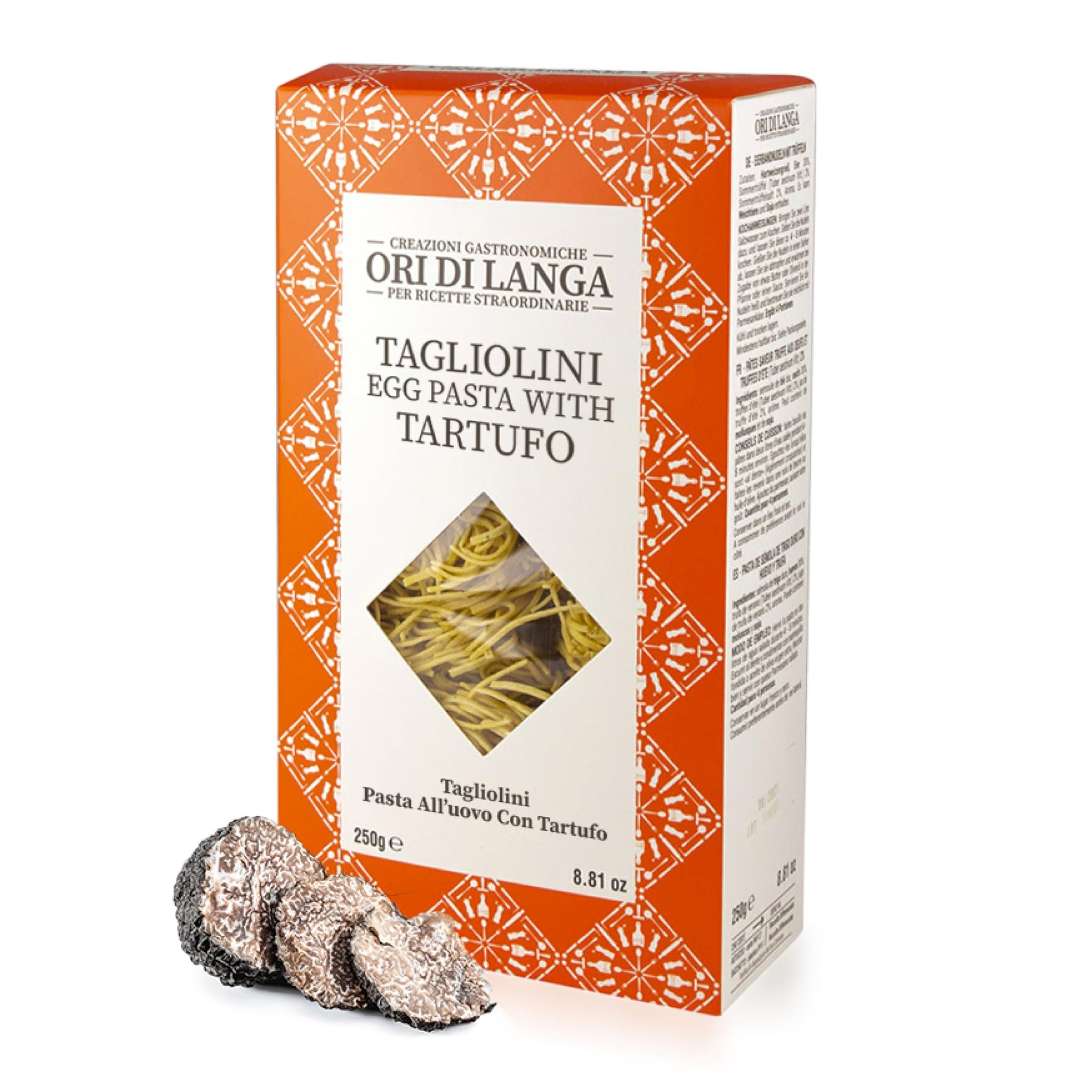 Ori di Langa Tagliolini Egg Pasta with Truffles - Gourmet Egg Noodles with Black Truffles Foraged in Italy, All Natural Durum Wheat Pasta, Italian