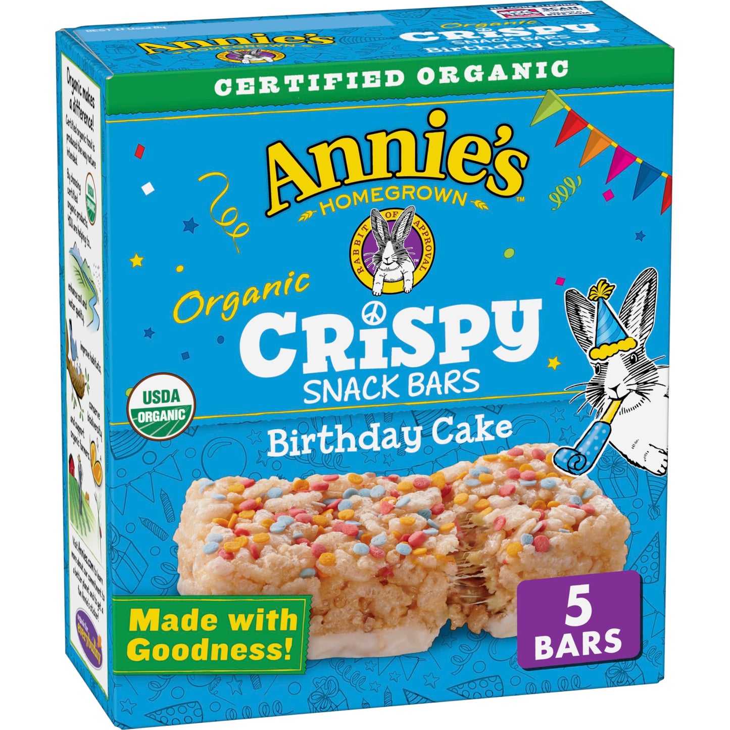 Annie's Birthday Cake Crispy Snack Bars, Gluten Free, 5 Bars, 3.9 oz