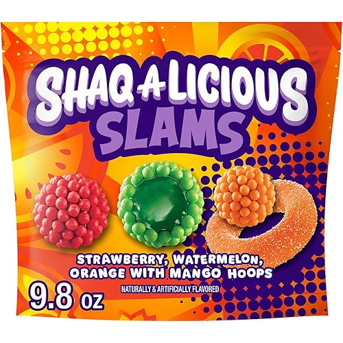 SHAQ-A-LICIOUS SLAMS Assorted Fruit Flavored Chewy, Candy Bag, 9.8 oz