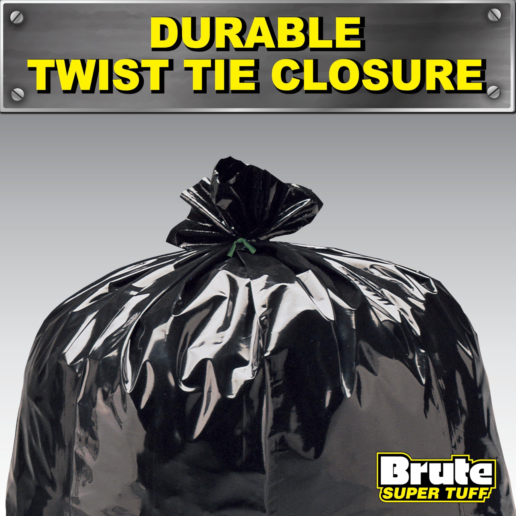 Brute Super Tuff Heavy Duty 2.2 MIL Contractor Bags, Extra Large Trash Bags, Twist Tie Closure, Black, 55 Gallon, 15 Count