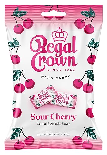Regal Crown Sour Cherry Candy | Traditional Sour Cherries Candy | Tart and Tangy Old Fashioned Sour Cherry Hard Candy Brought To You By Iconic Candy |