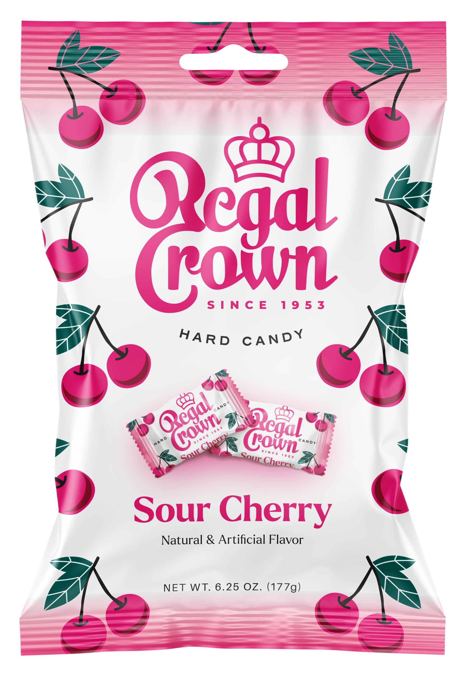 Regal Crown Sour Cherry Candy | Traditional Sour Cherries Candy | Tart and Tangy Old Fashioned Sour Cherry Hard Candy Brought To You By Iconic Candy |