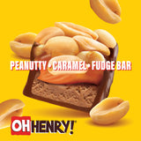 Oh Henry!, Peanuty, Caramel, Fudge Bar, Full Size Individually Wrapped Candy Bars, 1.5oz each, Bulk 24 Pack