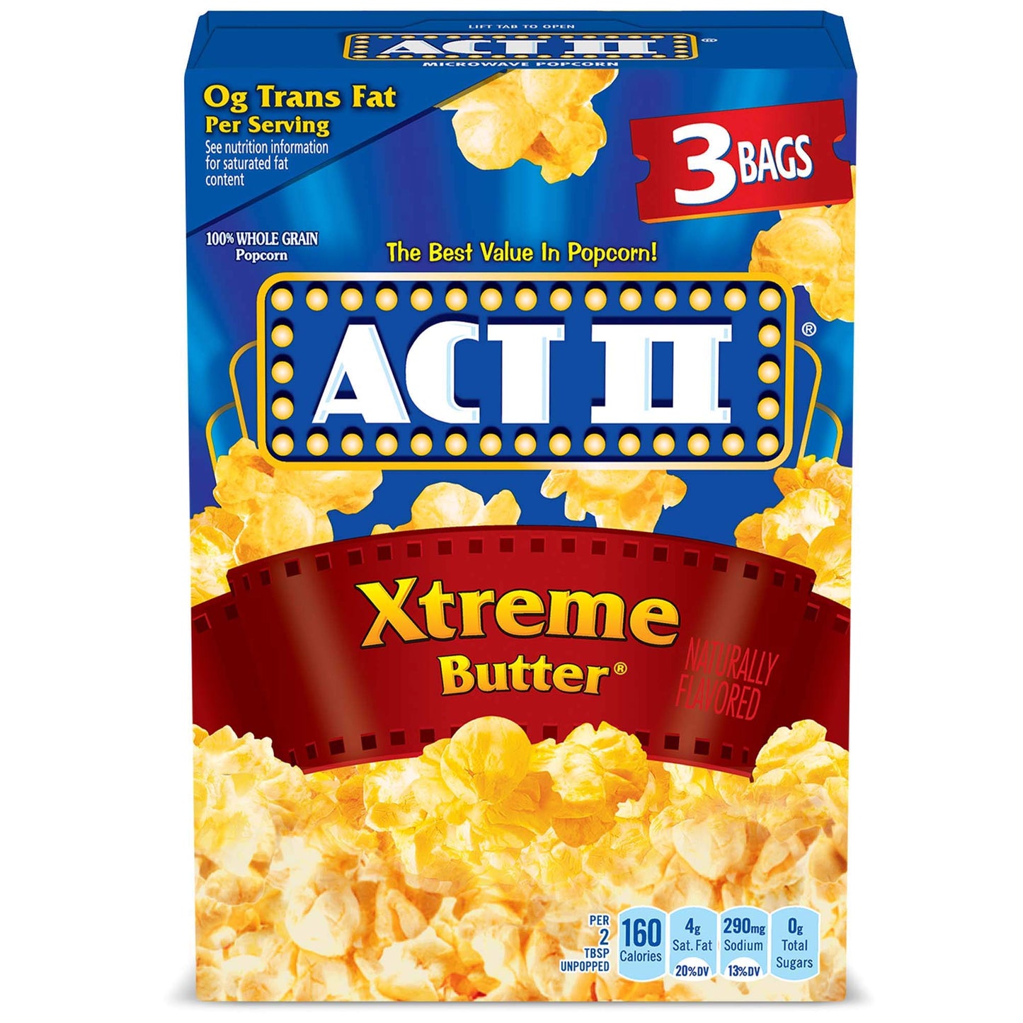 Act II Xtreme Butter Microwave Popcorn, 2.75 oz., 3-Count Bags